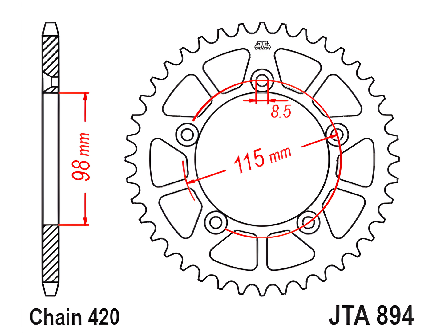 JT Sprockets Mini Racelite Aluminium 428 Rear Sprocket - Sprockets - mx4ever